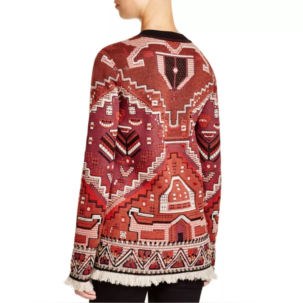 Tory Burch Red Tapestry Wool Sweater Size Small - Picture 2 of 12